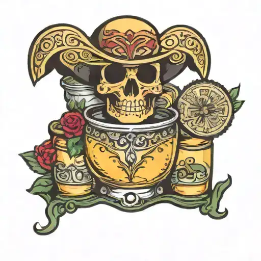 minimalist tequila shot glass tattoo design idea