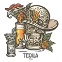 minimalist tequila shot glass tattoo design idea