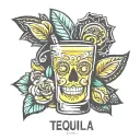 minimalist tequila shot glass tattoo design idea