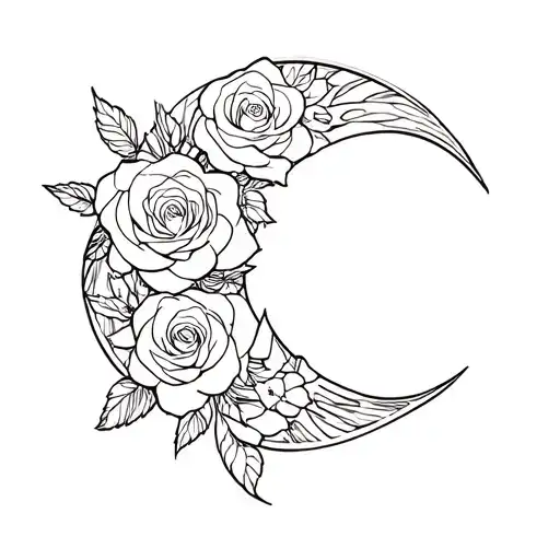 Sailor Moon crescent moon roses tattoo design idea