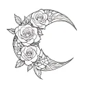 Sailor Moon crescent moon roses tattoo design idea