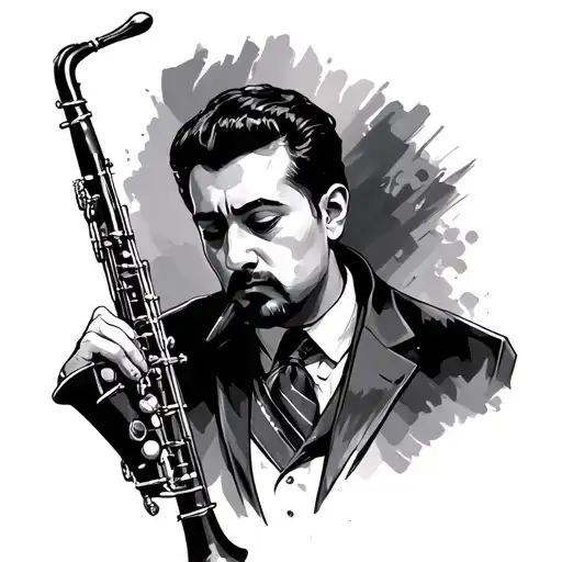 jofre Mejía and a clarinet in the background tattoo design idea
