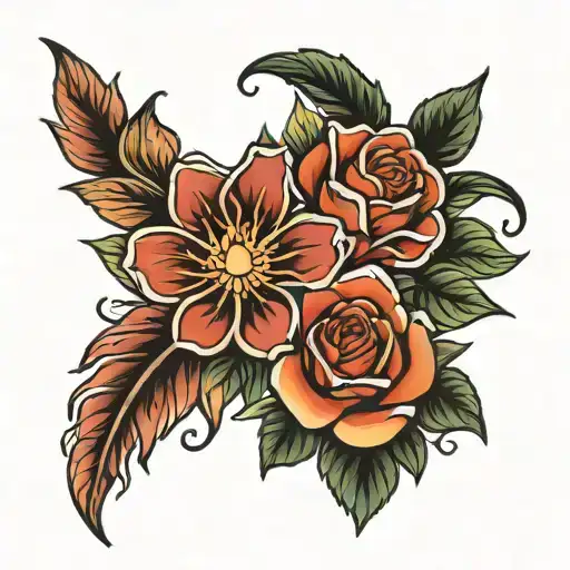 Brenda and Rose flower tattoo design idea