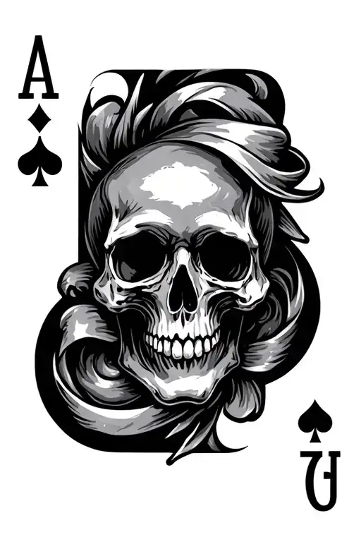 ace of spades and skull  tattoo design idea