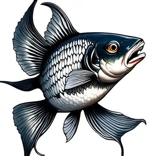 goldfish with shark fin tied on back tattoo tattoo design idea