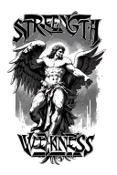 "Strength and weakness" Archangel Michael defeating tattoo design idea
