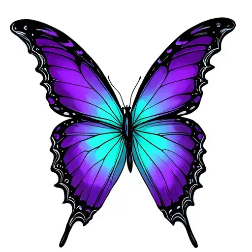 butterfly, purple and teal ombre from tattoo design idea