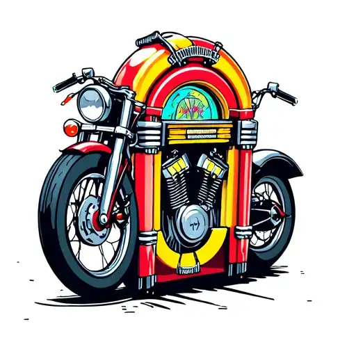 Jukebox and motorcycle tattoo design idea