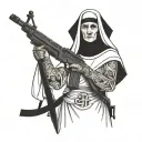 Nun with an Ak-47 tattoo design idea