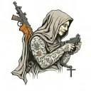 Nun with an Ak-47 tattoo design idea