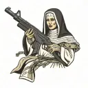 Nun with an Ak-47 tattoo design idea