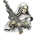 Nun with an Ak-47 tattoo design idea