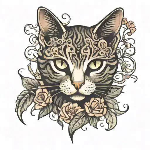 memorial for pet  cat tattoo design idea