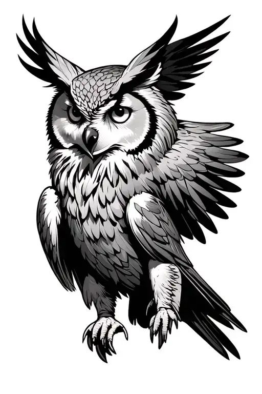 owl wolf bear falcon diving tattoo design idea