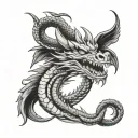 American traditional black grey dragon tattoo design idea