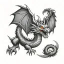 American traditional black grey dragon tattoo design idea