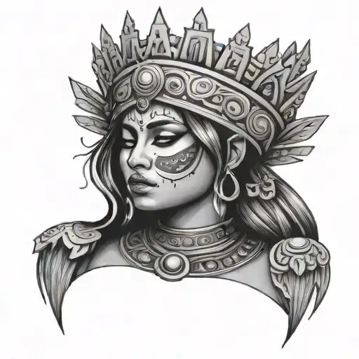 Aztecs the girl tattoos Queen crown tattoo design idea
