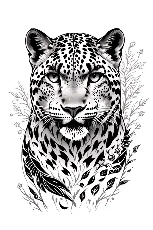 forearm sleeve, snow leopard, knife tattoo design idea