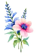 blue delphinium flowers symbolizing strength tattoo design idea