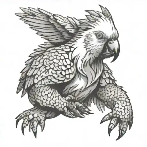 Dancing bear with Cockatoo on the shoulder tattoo tattoo design idea
