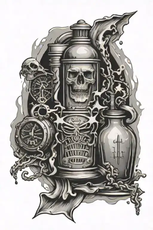 accident, Alcohol, Prison, Time, Addiction tattoo design idea
