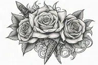 dagger going through rose tattoo design idea
