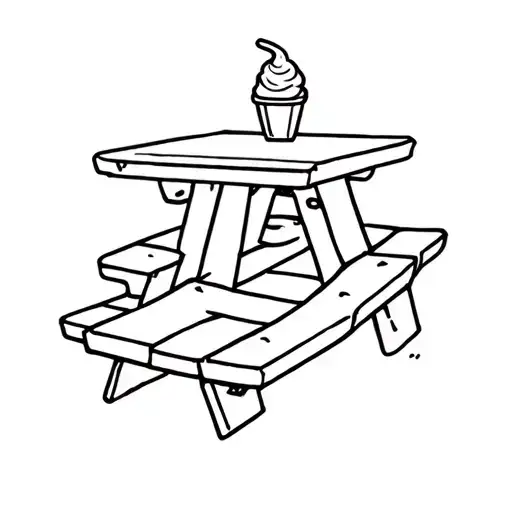 picnic table ice cream tattoo design idea
