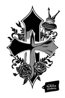 half sleeve with centre peice being a cross with 4 birthdays around make more details around it tattoo design idea