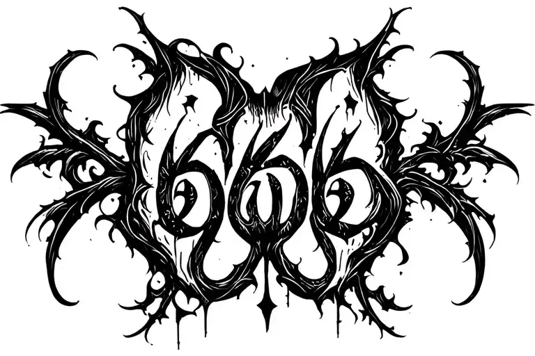 "666" fun evil dark tattoo design idea