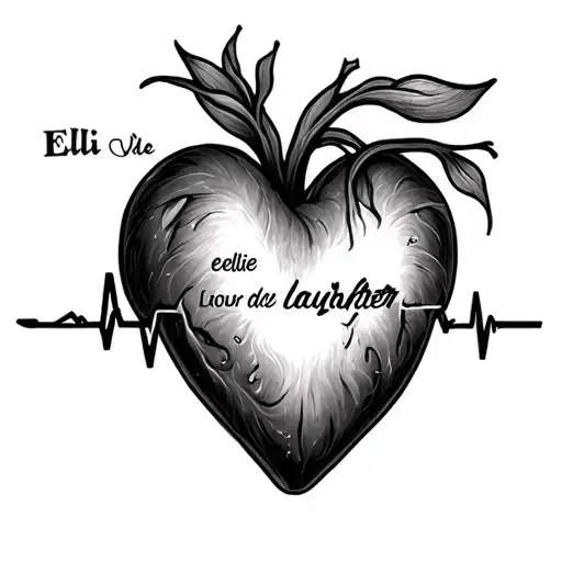 heartbeat with name ellie daughter first tattoo design idea
