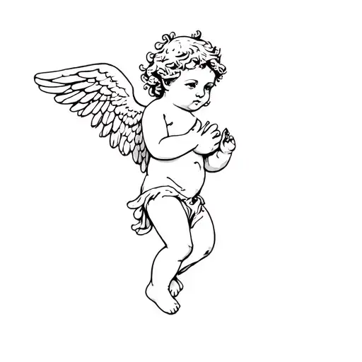 angel baby cherub american old school style traditional vintage tattoo design idea
