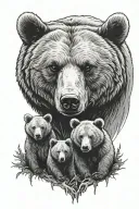 bear with three cubs surrounded tattoo design idea