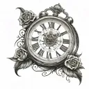 please create a clock where lose yourself replaces the digits on the clock. L at 12 o'clock O at 1 o'clock S at 2 o'cloc tattoo design idea
