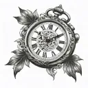 please create a clock where lose yourself replaces the digits on the clock. L at 12 o'clock O at 1 o'clock S at 2 o'cloc tattoo design idea