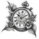 please create a clock where lose yourself replaces the digits on the clock. L at 12 o'clock O at 1 o'clock S at 2 o'cloc tattoo design idea