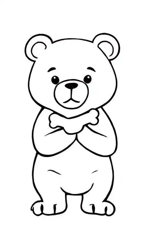 Cute bear holding a tibia bone tattoo design idea