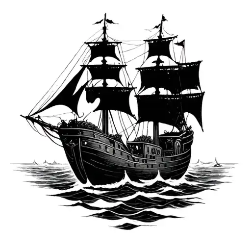 black pearl ship abandoned tattoo design idea