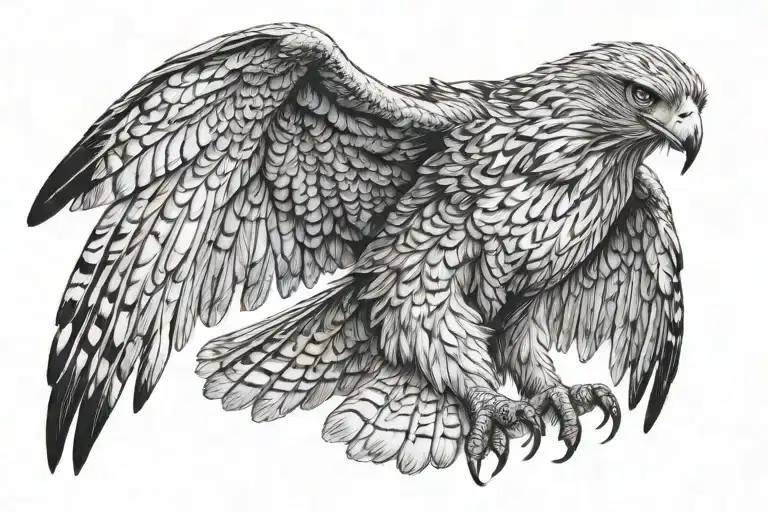 Hawk with large wings spread wide tattoo design idea