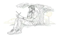 someone smoking a blunt sitting behind a tree watching the sunset  tattoo design idea