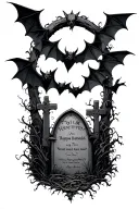gothic bats cemetery  tattoo design idea