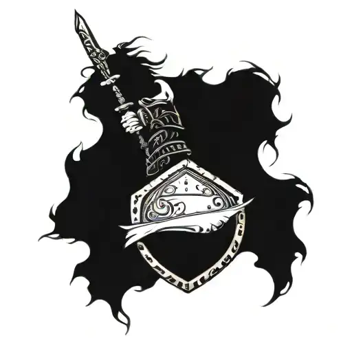 Viking warrior wielding sword and shield tattoo design idea
