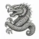 small 1inch black and white full body quetzalcoatl realistic armband tattoo wrapped around horizontally around the bicep tattoo design idea