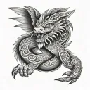 small 1inch black and white full body quetzalcoatl realistic armband tattoo wrapped around horizontally around the bicep tattoo design idea