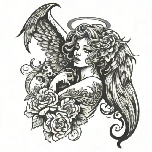 Angel looking tattoo design idea