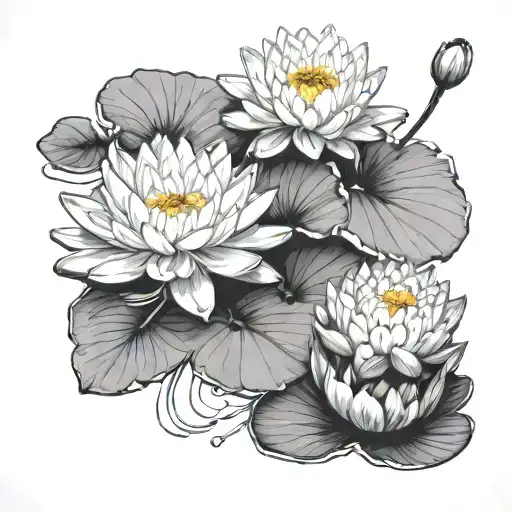 very dainty crysanthemum and water lily. something about July and November  tattoo design idea