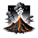 3 erupting volcanos with lava flowing tattoo design idea