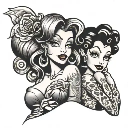 Jessica Rabbit and Betty Boop nude tattoo design idea