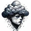 rain cloud with tears falling from its face tattoo design idea