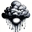 rain cloud with tears falling from its face tattoo design idea