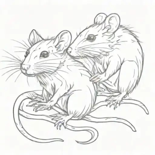 Two rats, one with red eyes tattoo design idea